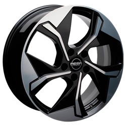 MEGA WHEELS TRITON BLACK FRONT POLISHED 7.5x19 5/108 ET47 CB63.3